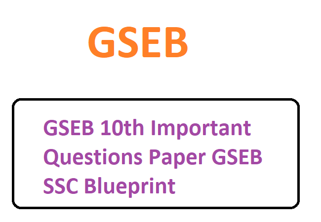 GSEB 10th Important Questions Paper 2020 GSEB SSC Blueprint 2020